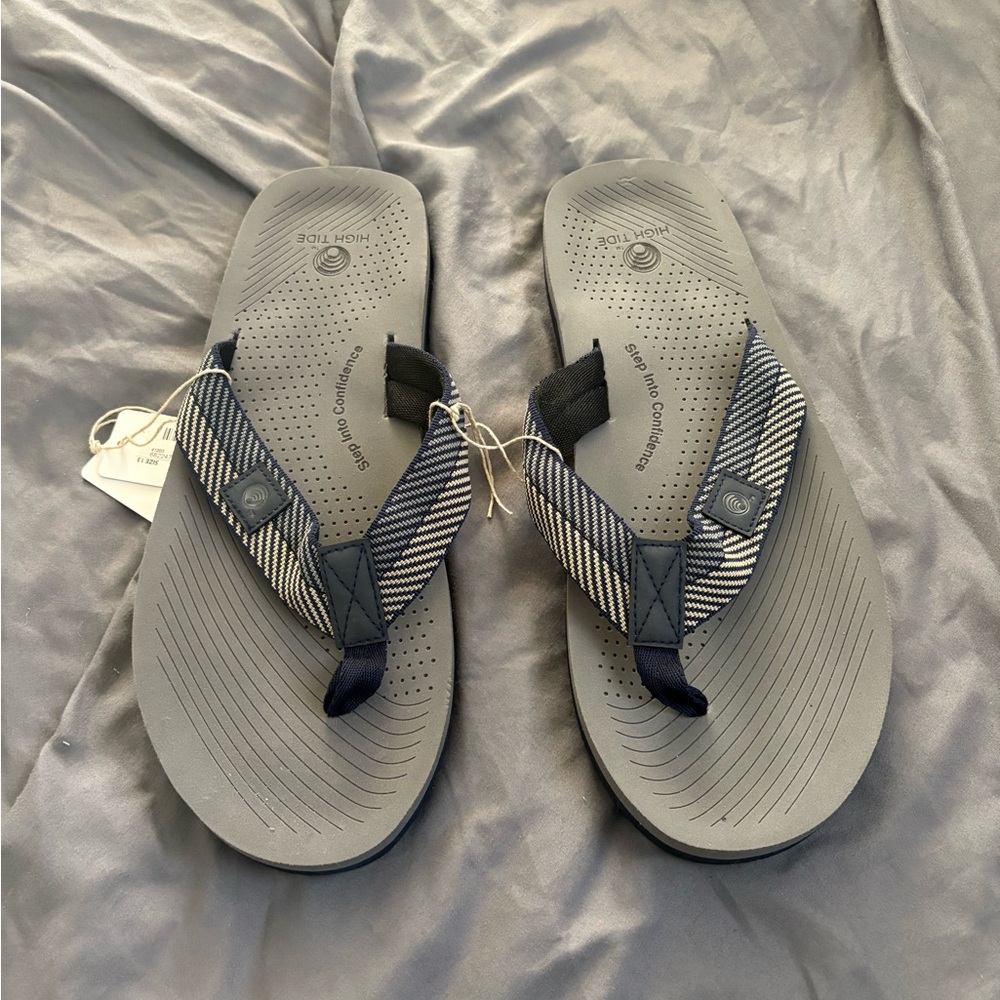 Men's Gray and Black Flip-Flops
